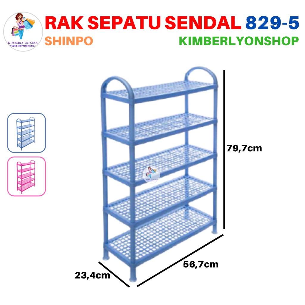 Rak Tempat Sepatu Sendal Plastik Shinpo Serbaguna Elite Susun 5 Datar 829 5