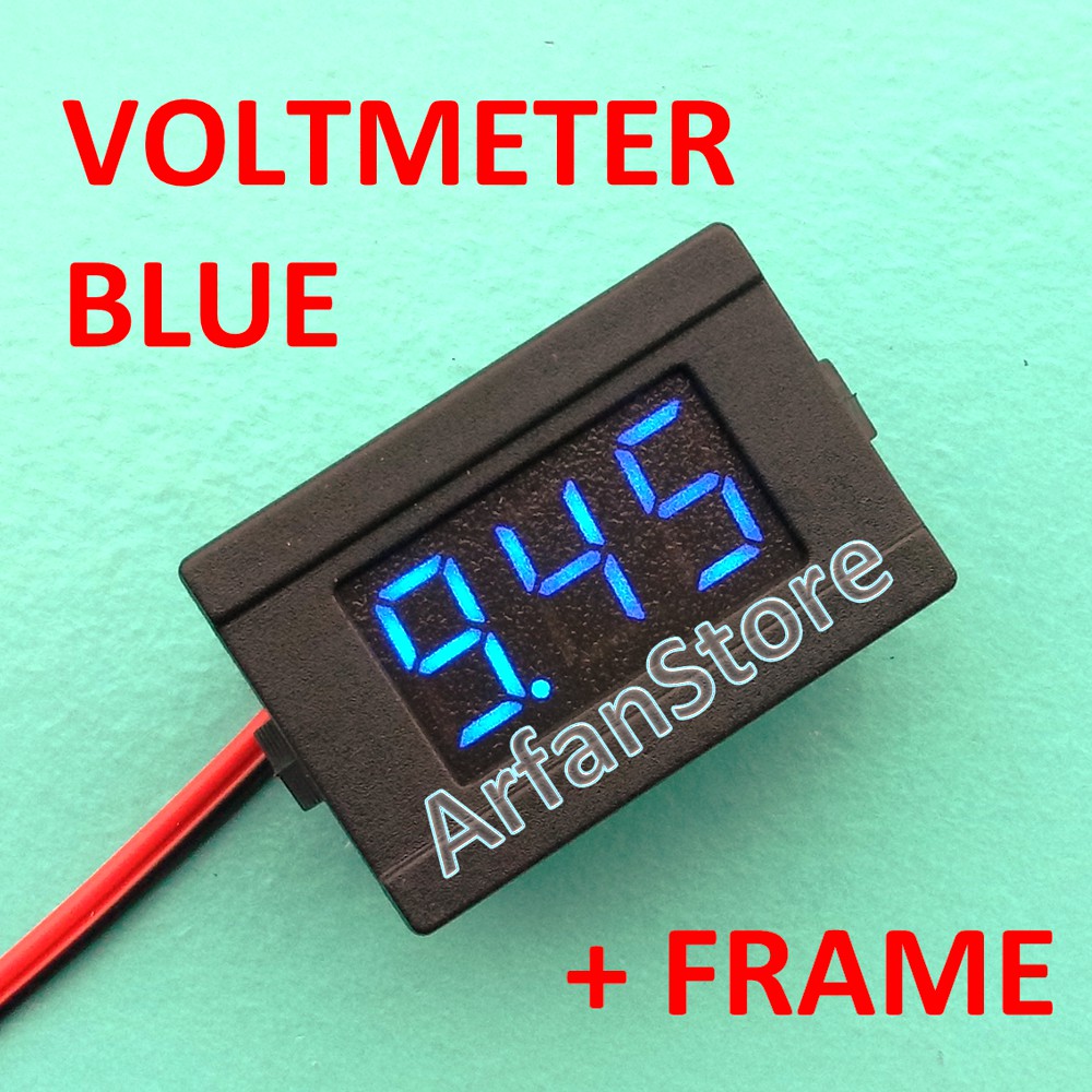 Digital Voltmeter Blue Display Volt Meter + Frame DC 4.5-30V LED Biru