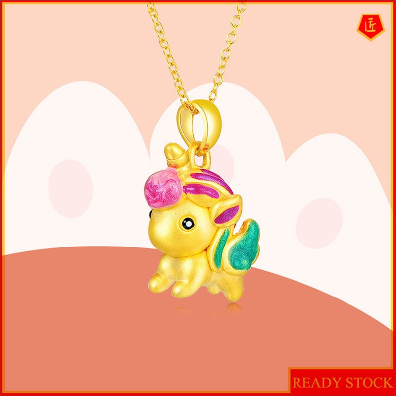 [Ready Stock]Fashion Gold Plated Cute Rainbow Unicorn Pendant Necklace