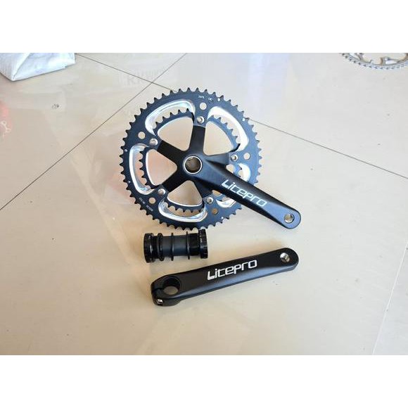 PROMO !! Crankset Litepro Double 53T - 39T . Crank Set HT2 Hollowtech II include BB Not Luce Slk