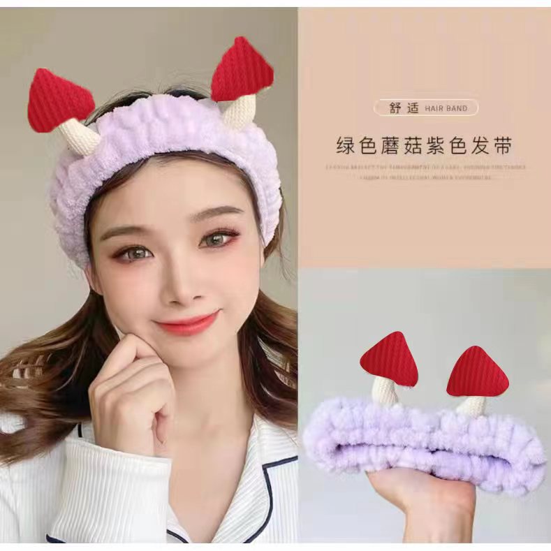 (Hello Girl)F98 Bandana Kain Motif Tanduk Love Headband Wanita Import