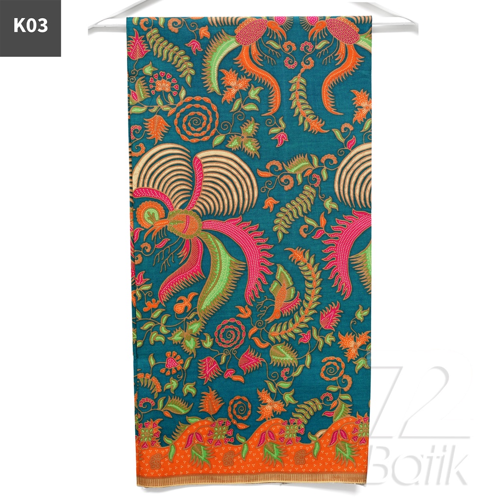 KAIN BATIK PREMIUM Bahan Katun Motif Burung Titan Warna Biru Kehijauan 722103 Cap 72 Jarik Jarit Samping Kebat Panjang Batik Katun Modern Premium Bahan Seragam Batik Pernikahan Kantor Keluarga Murah Kamen Jadi Batik Bali Lembaran