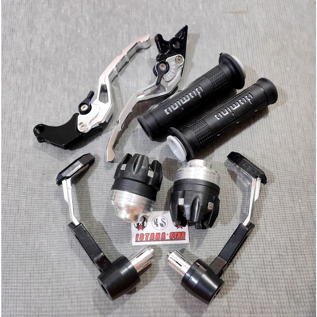 Paket Variasi Tiger/CBR150R/CB150R/Versa/Megapro/Sonic/SatriaFU Handle CNC Setelan Proguard Jalu As Handgrip Reall Pict EMAS