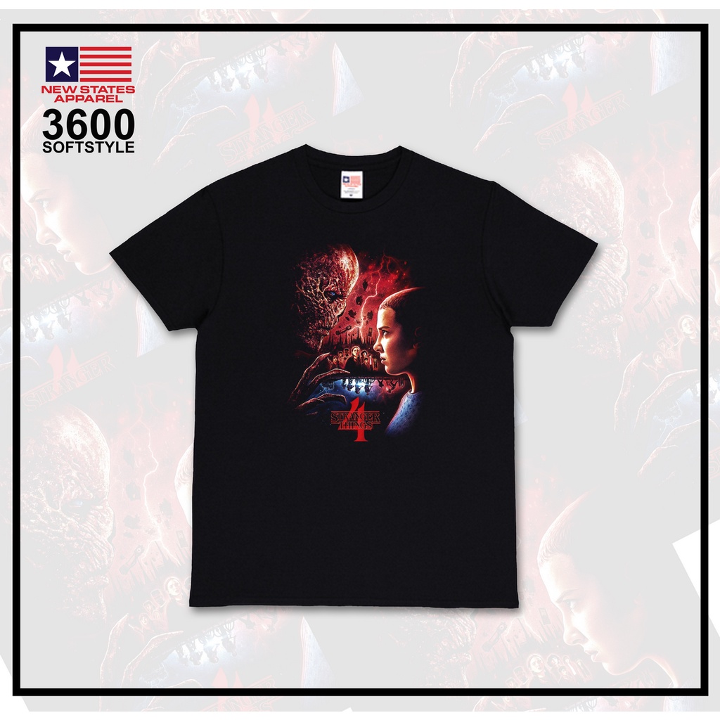 KAOS/TSHIRT HITAM- STRANGER THINGS 4 POSTER VOL2