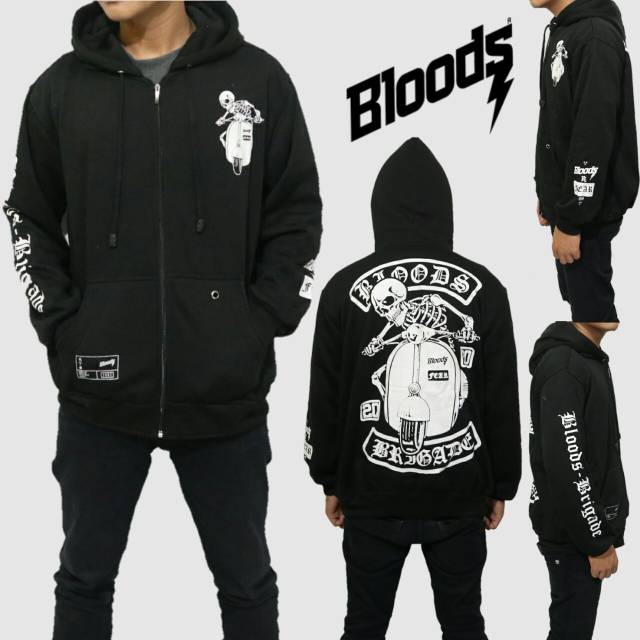 Jaket bloods hitam jaket hoodie vespa jaket vespa 