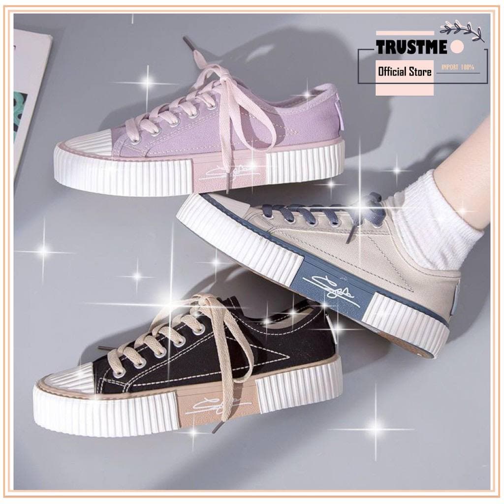 AGI4864 Sepatu Canvas  Wanita Import Sepatu Wanita Sneakers Tali Kanvas Model Terbaru Trendy dan Elegan