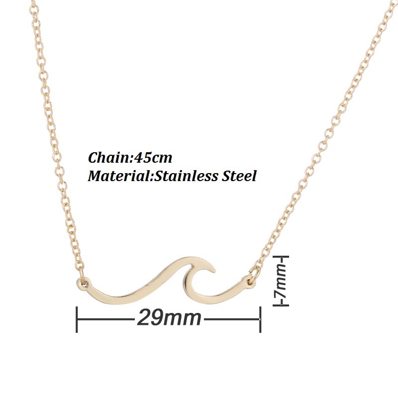 Kalung Liontin Gelombang Bahan stainless steel Untuk Wanita