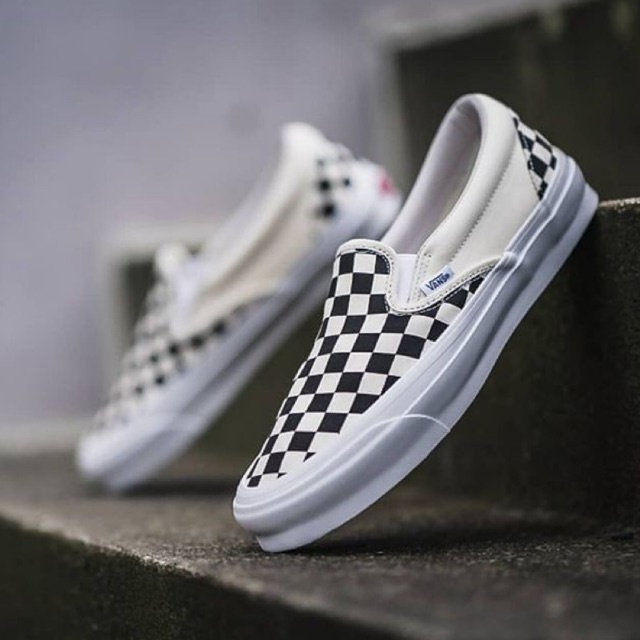 VANS SLIP-ON VAULT OG LX CHECKERBOARD BLACK/WHITE ORIGINAL 100% ( SPRING SUMMER '20 )