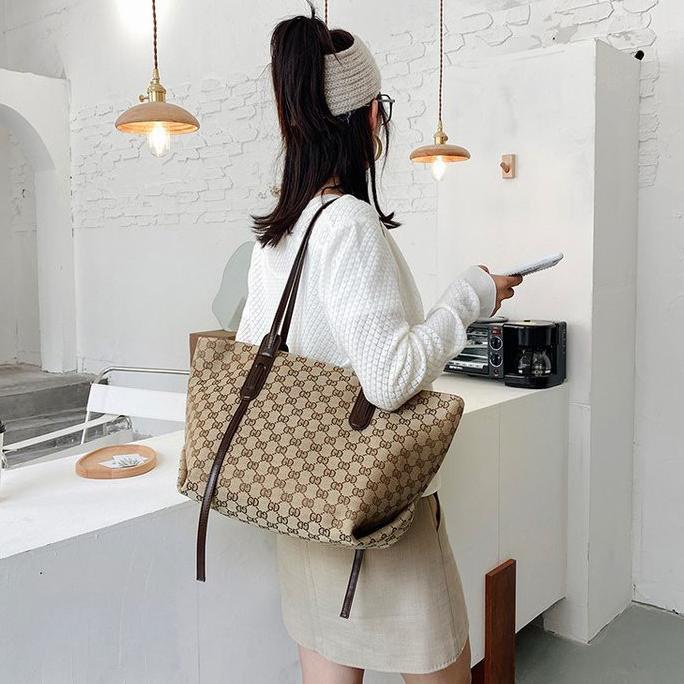 ♩ RYX - GD Pattern Tas Tote Casual Ukuran Besar - Ori Import ✿