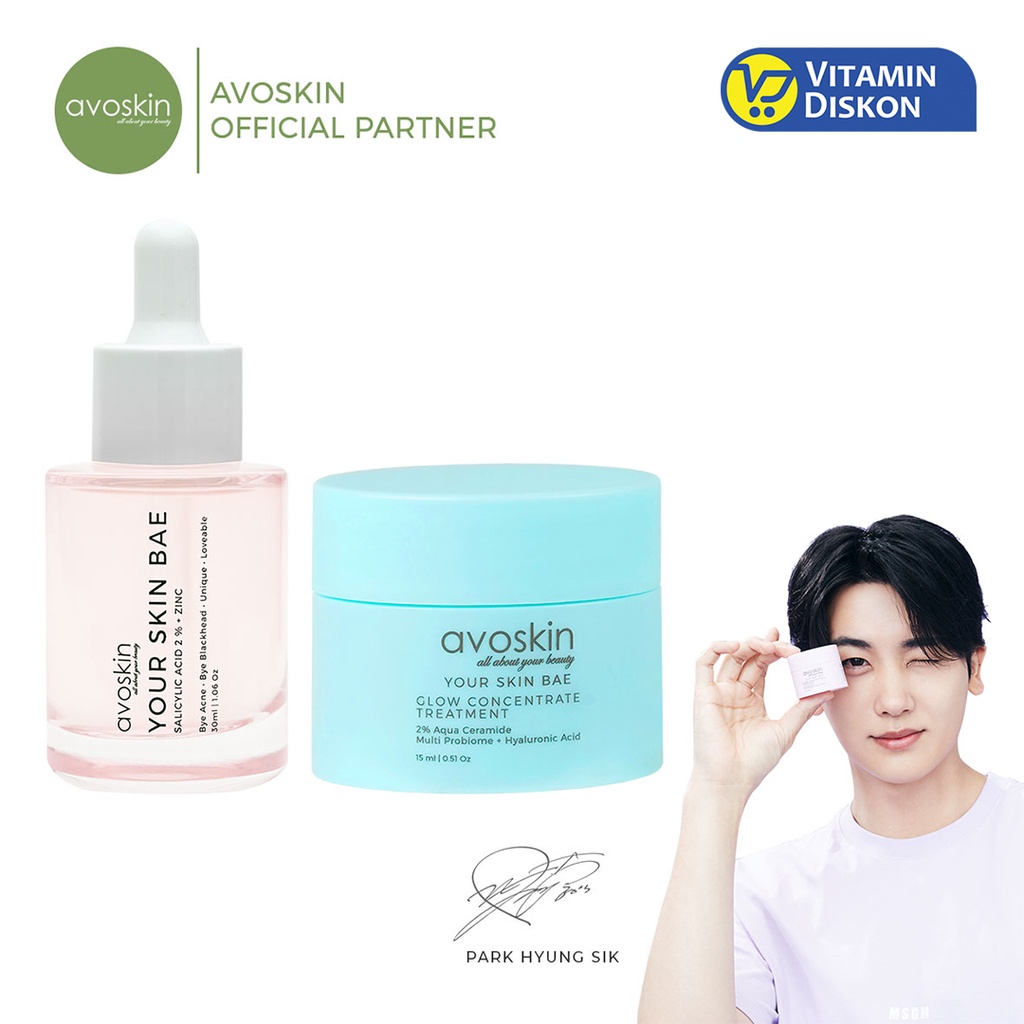 [Park Hyung Sik's Pick] Exfoliating Kit for Oily Skin (Paket Skincare Your Skin Bae Salicylic Acid Serum 30ml + Glow Concentrate Treatment Aqua Ceramide Moisturizer 15ml)