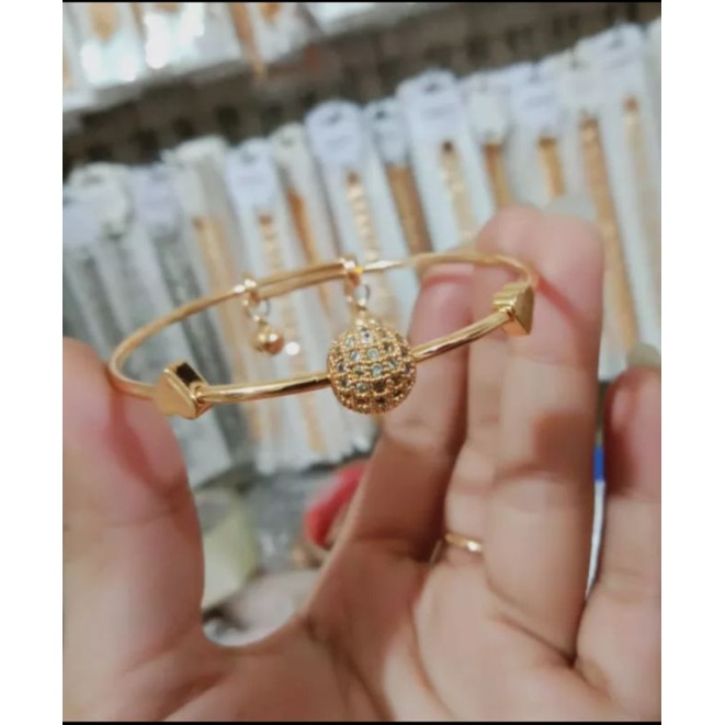 GELANG DEWASA BOLA KIRINCING BISA DI SET PERHIASAN WANITA PREMIUM LAPIS EMAS 24 K