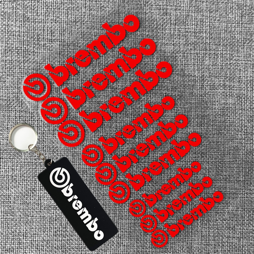 9pcs Stiker Reflektif Brembo Bendera Italia Bahan Karet Dengan Gantungan Kunci Untuk Helm Motocross