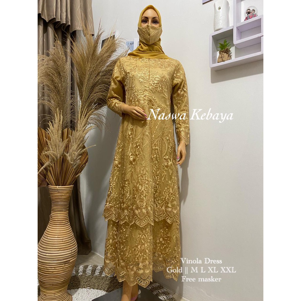 LONG GAMIS TULLE BORDIR MUTIARA AIDIRA / GAMIS PESTA