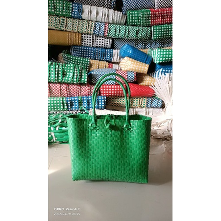 Paket 50pcs grosir tas anyaman plastik 10x27 warna bisa pilih
