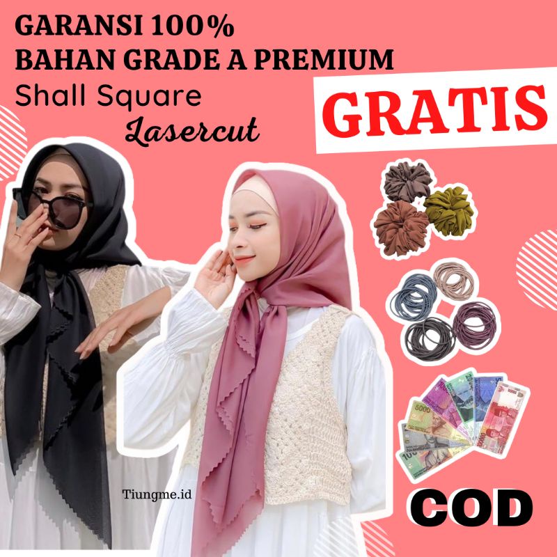 Krudung Hijab Style Scarf Segi Empat Instant Jilbab Jilabab Bella Square Sequare Jahit Tepi Paris Pr