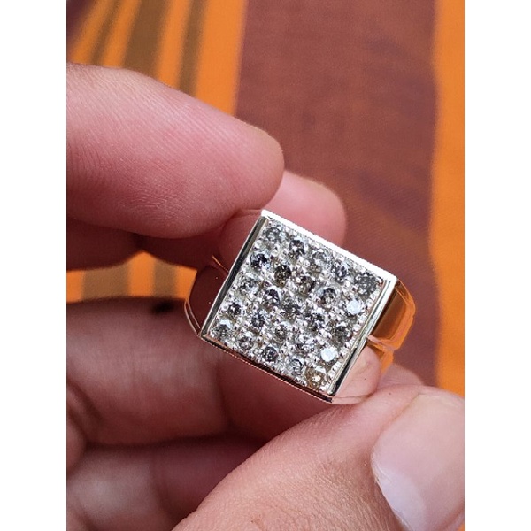 cincin berlian tabur 25pcs ring perak handmade tebal microsetting
