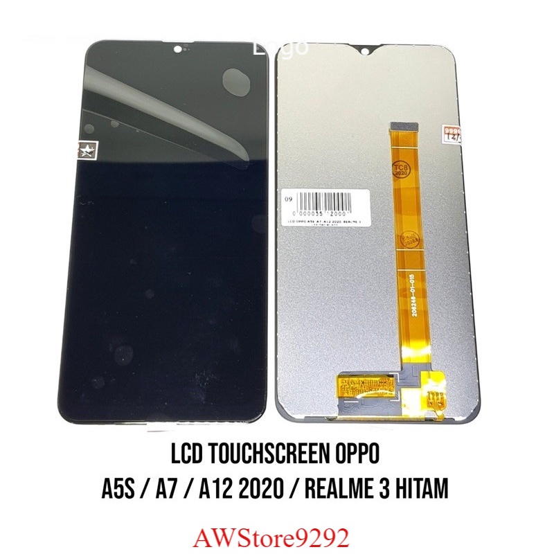 Layar Sentuh Screen LCD TS Touchscreen Fullset OPPO A5S A7 A12 REALME 3 UNIVERSAL - Black