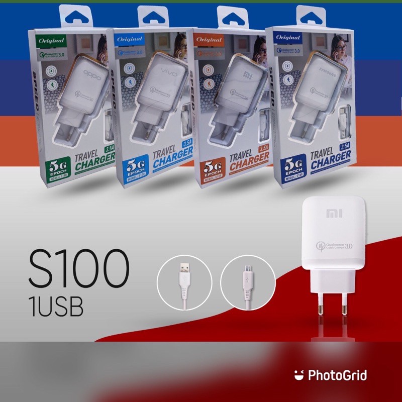 Charger Tc Branded S100 Samsung oppo vivo xiaomi