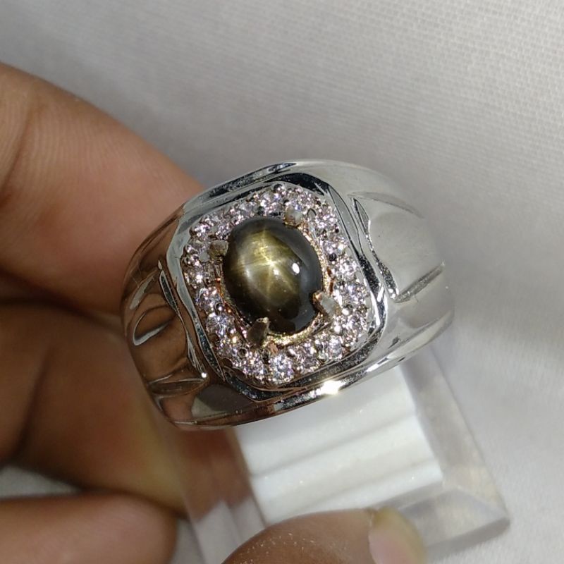Batu Black Safir star asli natural top quality