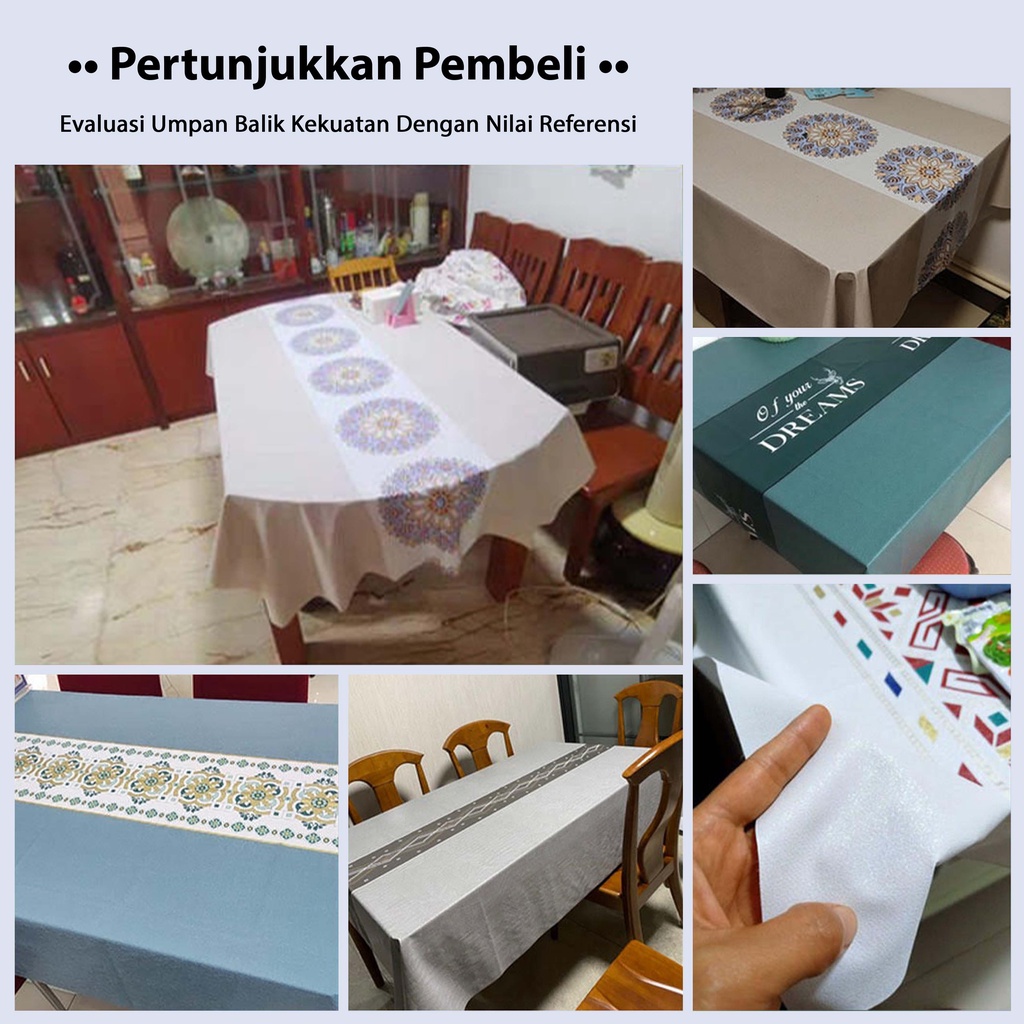 Taplak Meja Makan Premium Waterproof Anti Air Model Bohemian Alas Meja Makan 140*180/140*140cm PVC Table Cloth