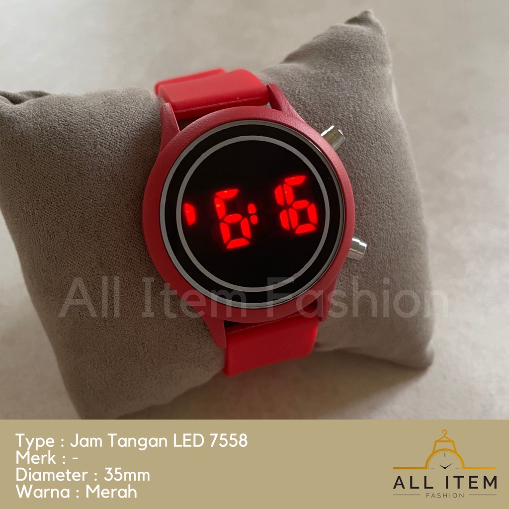 COD✅ Jam Tangan Bulat Digital LED 7558 Rubber Electronic Fashion Pria Wanita / Watches