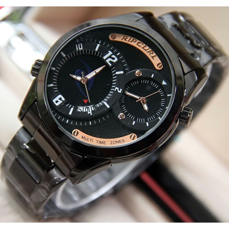 JAM TANGAN PRIA RIPCURL DOUBLE TIME BLACK COVER BLACK ROSEGOLD Terbaru
