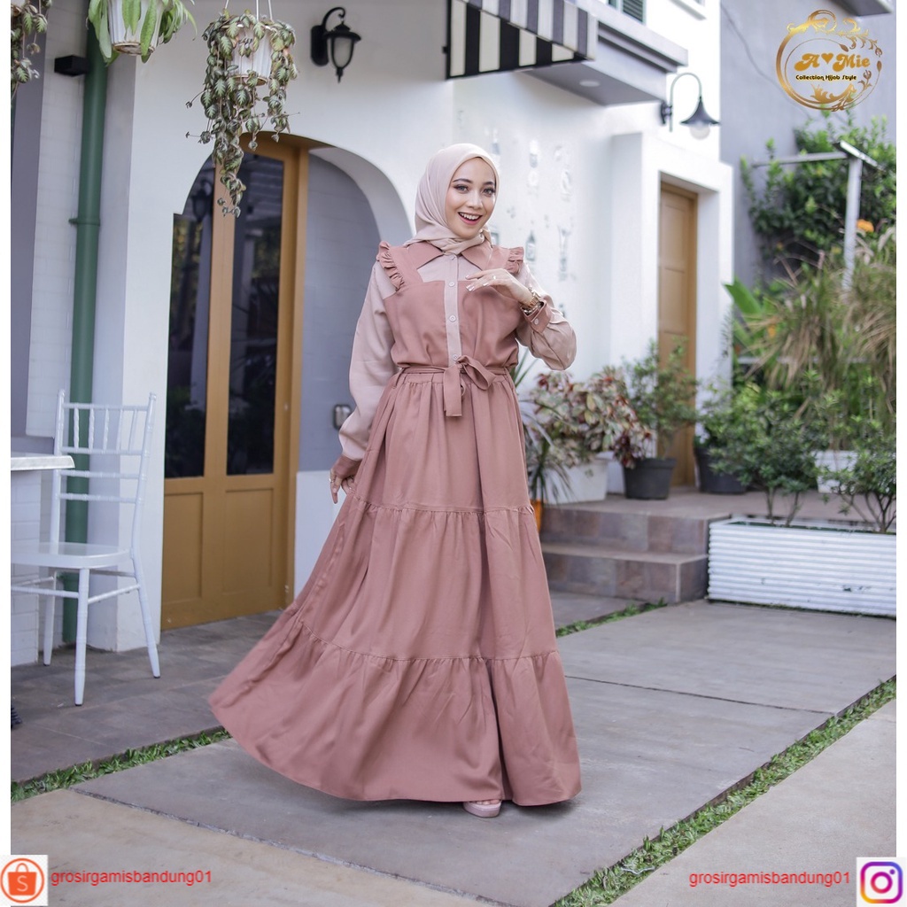 Felicia Dress Amie Size S M L XL  Baju Muslim Kekinian  Gamis Terbaru 2021 2022 Baju Gamis Muslim Wa