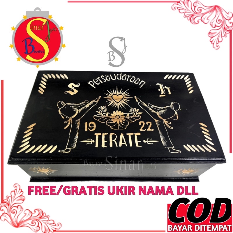 (COD) Kotak Mori PSHT Kayu Jati - Tempat Mori Psht Terate - Wadah Sabuk - Tempat Mori PSHT Ukir MOTI