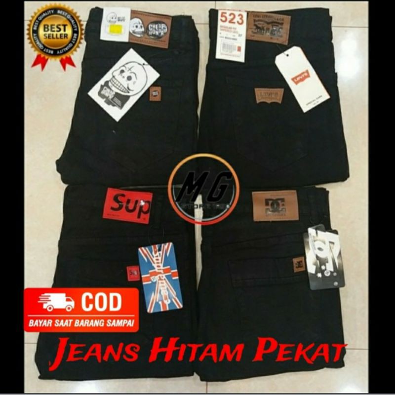 CELANA PANJANG JEANS HITAM PEKAT PRIA LAKI LAKI STRET SLIM FIT DENIM SKINNY