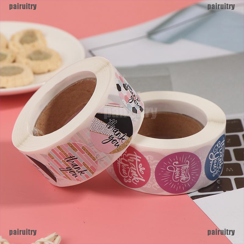 500 Pcs Stiker label Segel Desain thank you Untuk Scrapbook