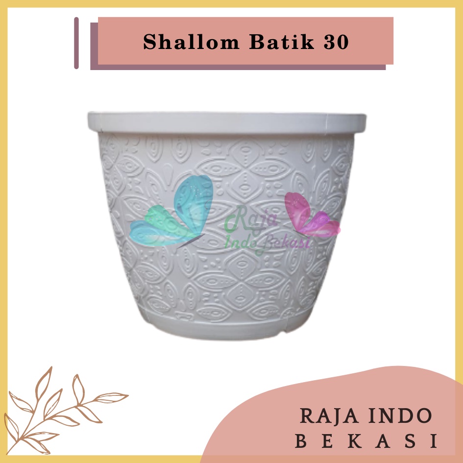 Pot Shallom Batik 30 Putih Hitam Merah BataTerracota Terracotta Merah Coklat Pot Bunga Motif Batik Timbul Pot Bunga Besar Murah Tebal Bagus Bukan Pot Shallom Glory Glori 30 35 40