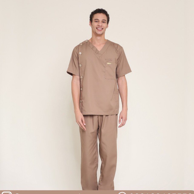 Scrub Suit Korea V neck Osver bahan drill baju jaga kekinian