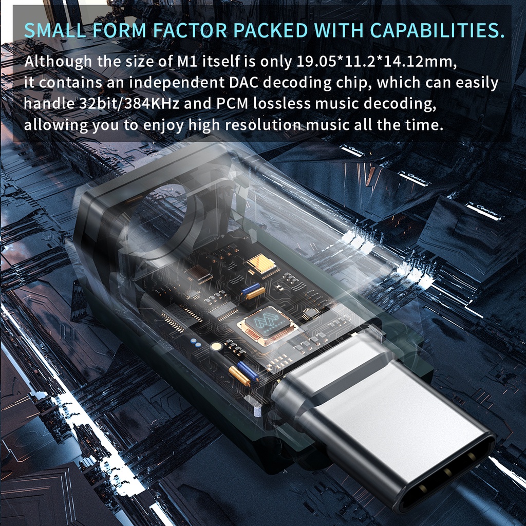 Musehifi M1 Adapter Chip Audio Muse hifi M1 Tipe-C Ke 3.5mm Decoding Amp / DAC 384kHz / 32bit 7HZ Timeless Dioko S12 ATOM2