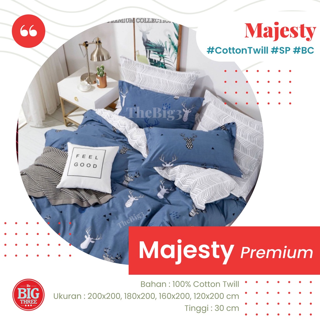 MAJESTY Bedcover + Sprei 180x200 Tinggi 30 Atmosphia Aspire Ocean Eynory Cactus Land Silver Dove Massiva Olive Square Tropical BC 180 160 T30