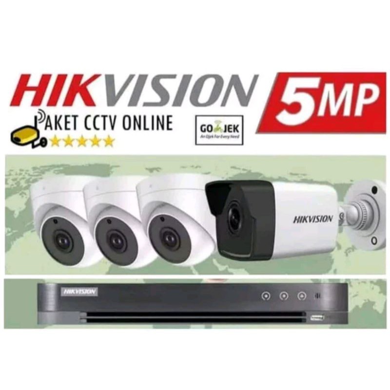 Paket cctv hikvision 4ch 5mp full hd komplit tgl pasang