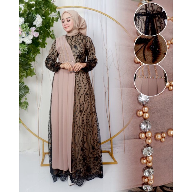 GAMIS ANDARA // BAHAN TILLE BORDIR MIX CERUTY + PAYET MUTIARA // KODE DJ