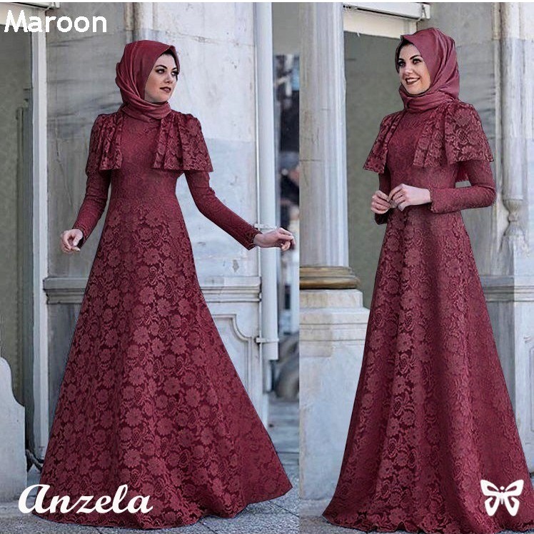 HOPYLOVY - Maxi Dress Gamis Brukat Anzela | Fashion Muslim