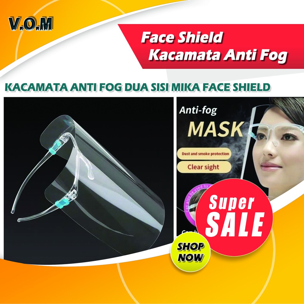 VOM Face Shield Kacamata Anti Fog / FaceShield APD Anti Embun Ready 0674