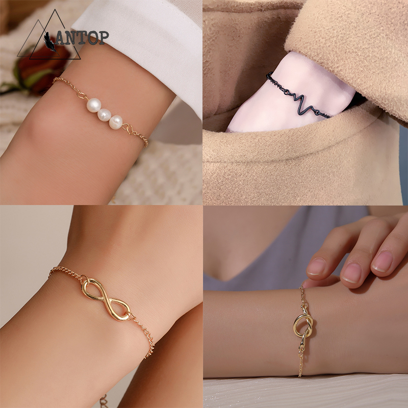 Gelang Rantai Adjustable Simple Model Elektrokardiogram Untuk Pria/Wanita/Pasangan ANTOP