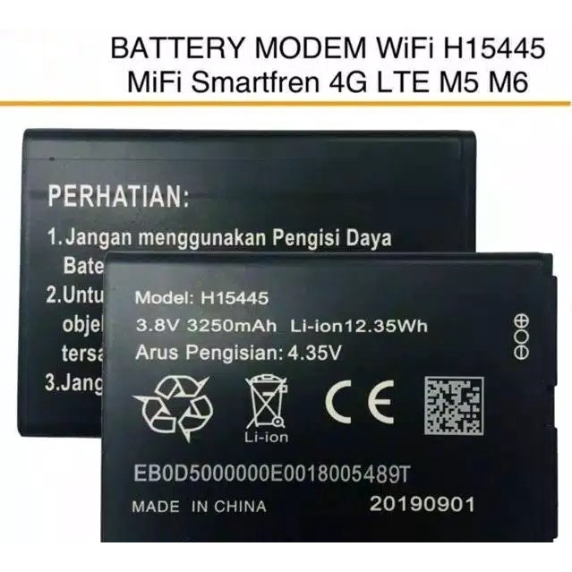 Baterai Modem ORIGINAL Mifi H15445 Smartfren Andromax M5 M6 4G LTE Bat