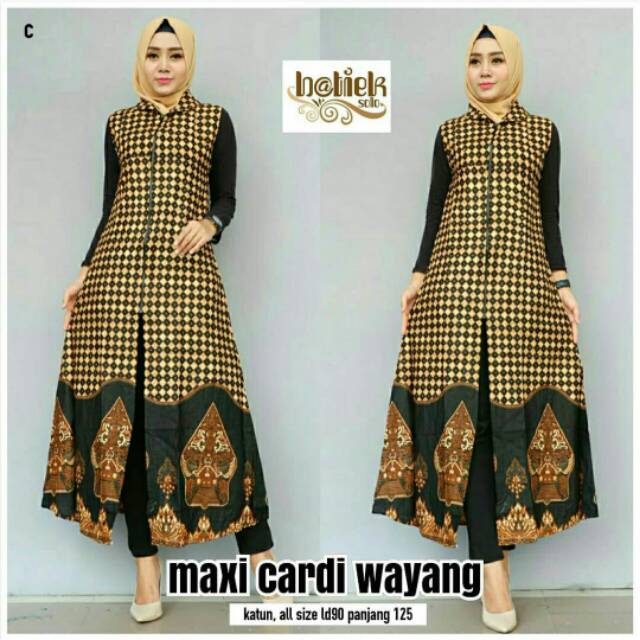 COUPLE MAXI CARDI WAYANG SOGAN BATIK PREMIUM OUTER HIJAB MODERN SARIMBIT KARDIGAN PANJANG CASUAL