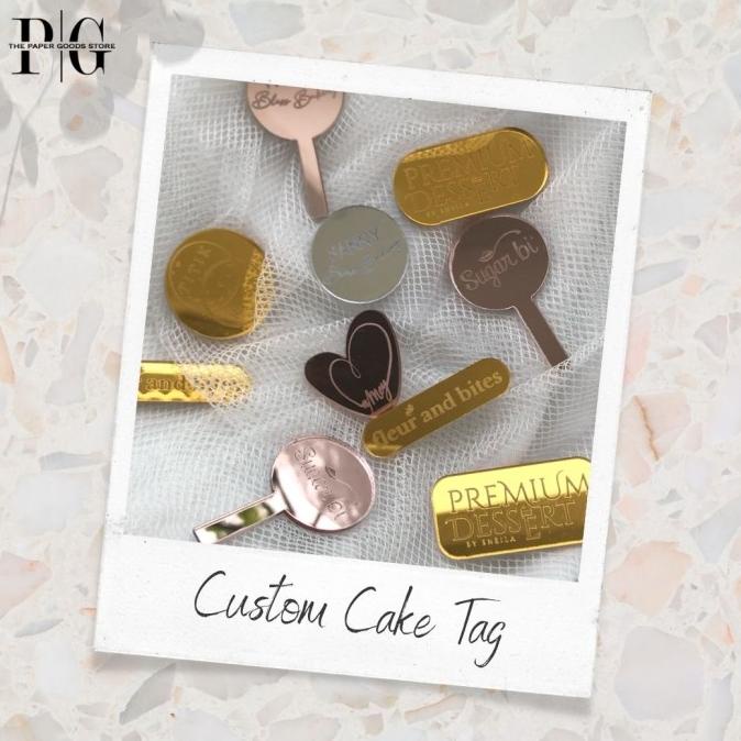 

[[COD]] Custom Cake Tag Topper / Tag / Label / Logo / Brand Kue isi 100pcs TERUJI Kode 1041
