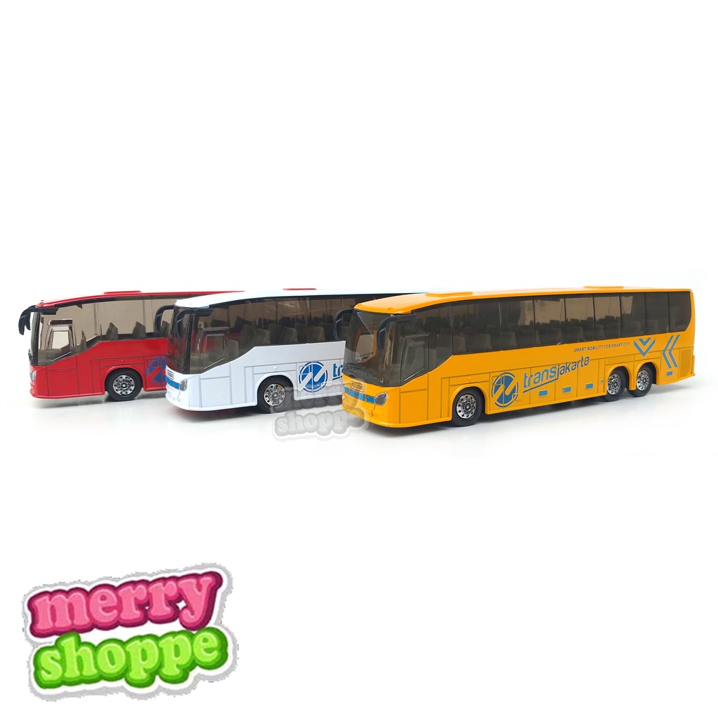 Diecast Miniatur Mobil Bus Transjakarta Busway + Lampu dan Suara