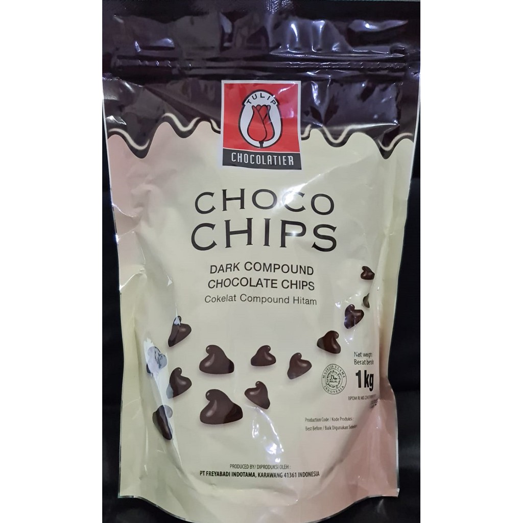 TULIP DARK COMPOUND CHOCO CHIPS / COKLAT COMPOUND HITAM 1 KG