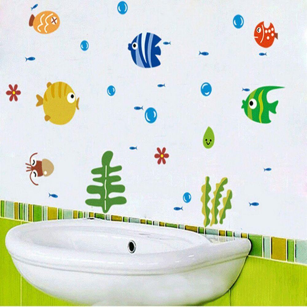 [Elegan] Stiker Dinding Removable Underwater Untuk Kamar Anak Kartun Decal Kamar Bayi Kamar Anak Ikan