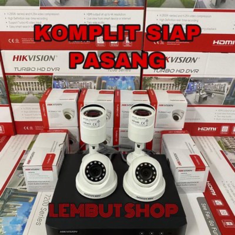 pROMO PAKET KAMERA CCTV HIKVISION 4 CAMERA 2MP 1080P FULL HD DVR 4 CHANNEL HIKVISION KOMPLIT