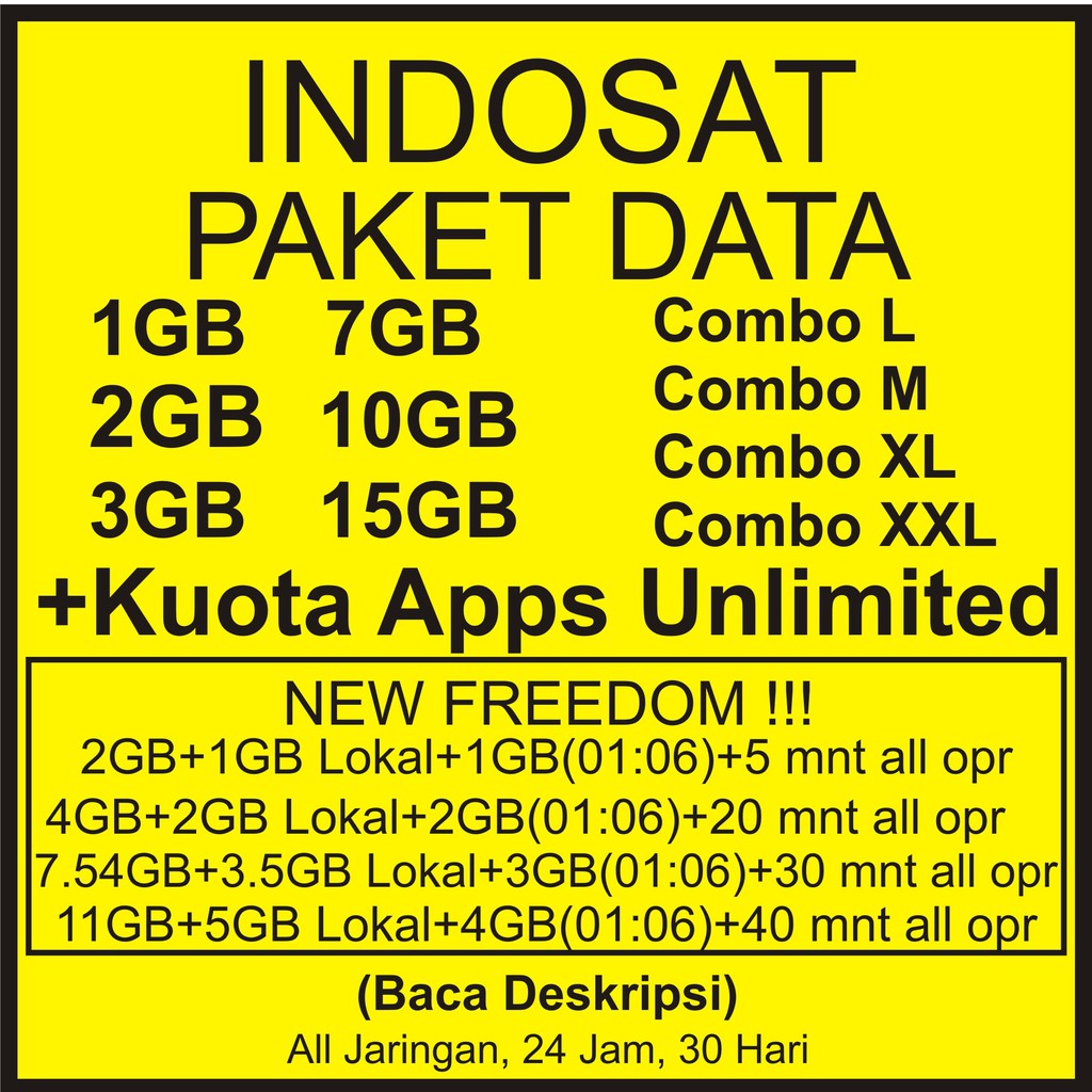 Paket Data Internet Indosat Im3 1gb 2gb 3gb 7gb 10gb 15gb Shopee Indonesia