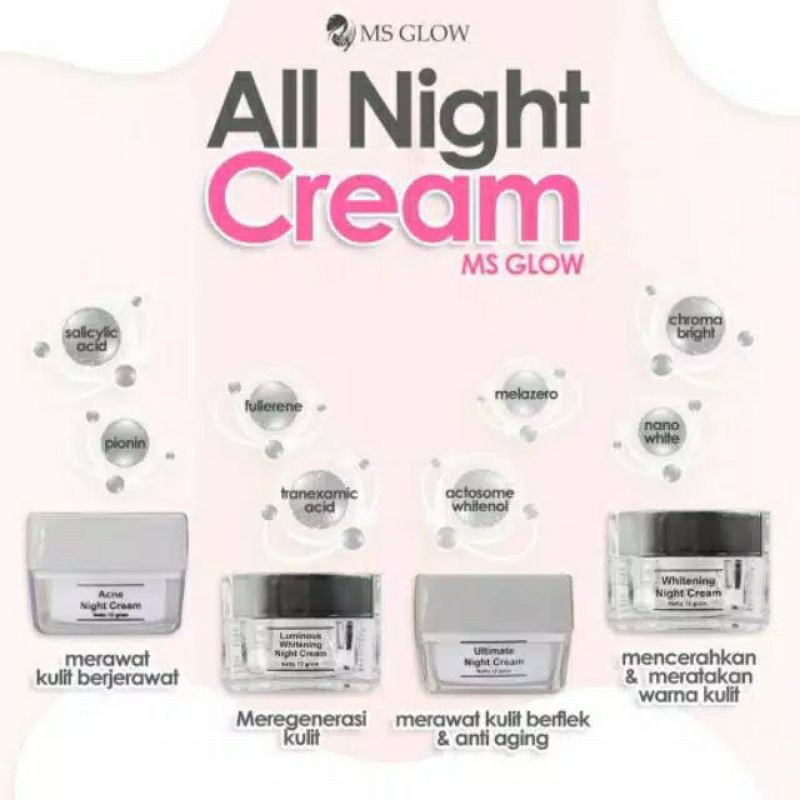 MS GLOW / NIGHT CREAM MS GLOW / WHITENING NIGHT CREAM / CREAM MALAM MS GLOW