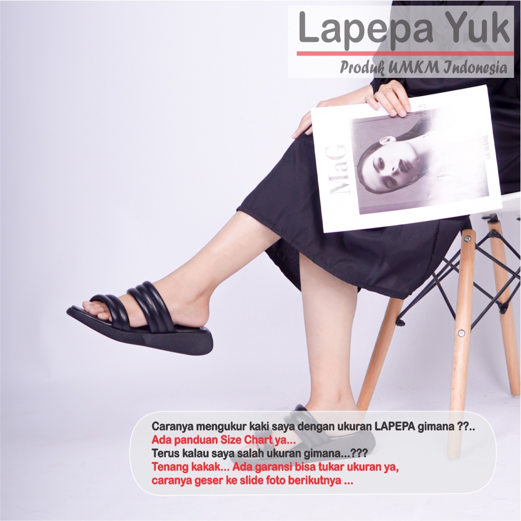 LAPEPA YUK - Sandal Wanita Wedges ZOYA Sendal Cewek Platform Model Ban dua unik Lucu Kondangan Hak Tinggi 3cm Size 36 37 38 39 40 41 Pergi Jalan Casual Santai Rumah Slop Warna BLACK  Hitam Selop Premium Original Kekinian Terbaru Shoes Mall Official Store