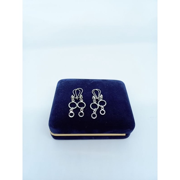 anting kait mp + m.bulat gepeng ukir/ anting perak asli silver 925 lapis emas/ anting fashion impor